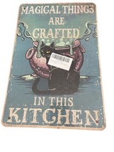 Magical Things Crafted In This Kitchen License Metal Plate Sign Cat Lovers - £9.49 GBP