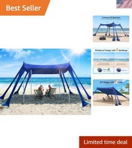 Lightweight 10x10ft Beach Shelter with Sturdy Stability Kit - Dark Blue ... - $109.49