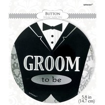 Jumbo Groom To Be Award Button with Pin Back 5.8&quot; Round Wedding Bridal New - $7.25