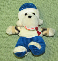 Vintage Dan Brechner Baseball Monkey Plush White Chimp Blue Corded Uniform 6.5&quot; - $15.75
