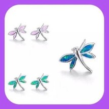 New Beautiful MINI Opal Dragonfly Dainty Stud Earrings - £5.58 GBP