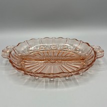 Anchor Hocking Pink Depression Glass Oyster &amp; Pearl Divided Candy Relish Dish - £11.93 GBP