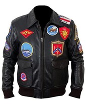 Bestzo Men&#39;s Fashion Top Gun Jacket Sheep Leather Black 3XL - $189.00