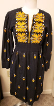 Antik &amp; Batik Embroidered Mexi Mini Dress Sz-M Black 100% Cotton - £55.12 GBP