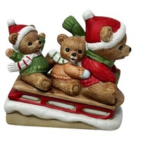 HOMCO Christmas Bears On Sleds #5306 Porcelain Figurine - $12.82