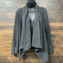 Athleta Cardigan Sweater Large Heather Gray Knitted Long Sleeve - £29.03 GBP