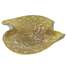 Vintage Mid Century Art Glass Yellow Gold Flakes Bowl Dish 9.25x9.25” - £37.61 GBP