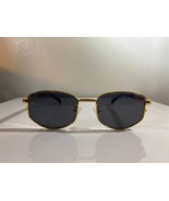 Unisex, gold wire framed sunglasses with black accents and black lenses. - $10.00