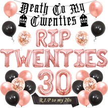 Rip Twenties 30Th Birthday Party Decoration For Women Black And Rose Gold Balloo - £21.65 GBP