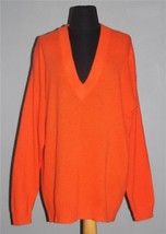 Diane Von Furstenburg Orange Angora Lambswool Blend V-Neck Sweater Wm&#39;s L / XL - £64.25 GBP