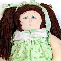 Vintage Soft Sculpture Homemade (Cabbage Patch Like) Doll Green Dress Sq... - $24.18