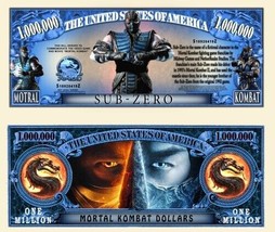 Mortal Kombat Sub-Zero Pack of 10 Collectible 1 Million Dollar Bills Novelty - £7.31 GBP