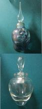 Perfume Bottle Blue Frosted Glass Flowers And Clear With Stopper Pick 1 - €32,60 EUR