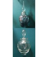 Perfume Bottle Blue Frosted Glass Flowers And Clear With Stopper Pick 1 - $52.45 CAD
