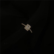 MENGJIQIAO Korean Delicate Square Cubic Zircon Rings For Women Girls Micro Paved - £8.83 GBP