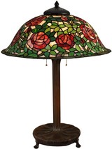 DALE TIFFANY Table Lamp Rose Bush 3-Light Antique Bronze Hand-Rolled Art Glass - $4,349.00