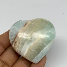 86.7g, 2.1&quot;x2.2&quot;x0.8&quot; Pistachio Calcite Heart Gemstones @Afghanistan,B33669 - £19.45 GBP