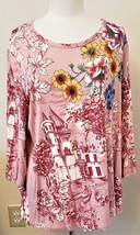 Johnny Was Puff Sleeve Top Sz-1X Multicolor Print - £93.79 GBP