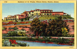 Linen Postcard  Residence Wrigley Biltmore Estate Phoenix AZ (C8) - £5.41 GBP