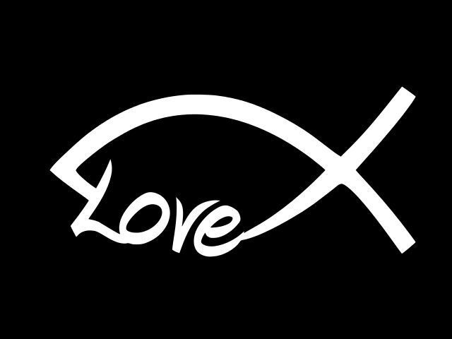 CHRISTIAN FISH LOVE Vinyl Decal Car Sticker Wall Truck CHOOSE SIZE COLOR