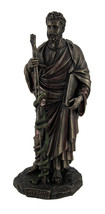 Hippocrates Greek Father of Medicine Holding Book &amp; Staff Bronze Finish Statue - £52.55 GBP