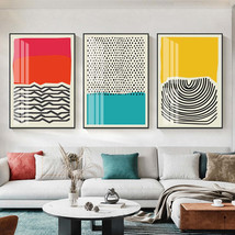 Modern Colorful Red Blue Yellow Abstract Line Geometric HQ Canvas Print - $12.00+