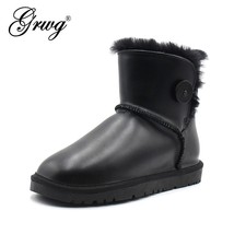 GRWG Classic Men Ankle Genuine Leather Snow Boots Shearling Wool  Lined Winter B - £76.49 GBP