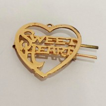 Vintage Sweet Heart Brooch Necklace Pendent Gold Tone Heart Shape 1&quot; Love - £15.79 GBP