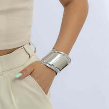 Silver-Plated Smooth Wave Cuff Bracelet - £11.08 GBP