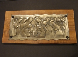 Contemporary Rendering of the Last Supper Copper Plaque Signed - $47.99