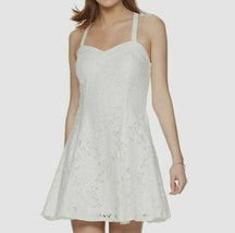Trixxi Junior Womens S White Sleeveless Lace Lined Fit Flare Skater Dress NWT - £13.58 GBP