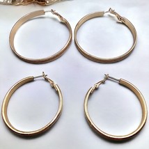 Lot of 2 Pierced Hoop Style Earrings Rose Gold Tone Glittered Accent Two Sizes - £6.29 GBP