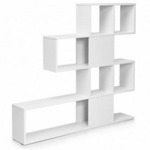 5-Tier Bookshelf Corner Ladder Bookcase with Storage Rack-White - Color:... - $105.89