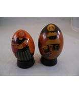 Vintage Decorative Set of 2 Hand Painted Belarus Wood Eggs Stands - £18.08 GBP