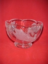 Frosted Raised Swan Design Around Bowl Small Heavy Clear Glass Bowl Candy Dish - £8.69 GBP
