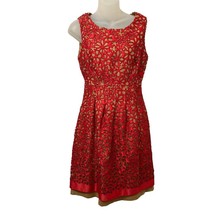 Carlisle Dress Red Lace Floral Overlay Italian Linen Sleeveless Size 2 W... - $49.46