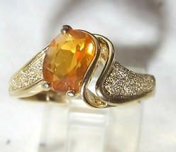 14k Yellow Gold Orange Garnet Ladies Ring - £211.73 GBP