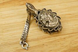 Vintage Costume Jewelry Accessory Glove Clip Cameo Lady Silvertone Metal - $19.79