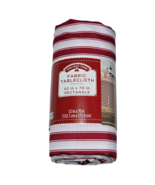 Holiday Time Fabric Tablecloth 52x70in Red White Stripe - $32.90 CAD