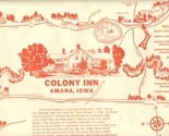 The Colony Inn Paper Placemat Amana Iowa  - $11.88
