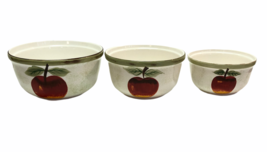 Cambridge Potteries Apple Sauce Collection 3 Nesting Mixing Bowls  Hand ... - $34.35