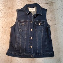 Two by Vince Camuto Dark Blue Denim Jean Jacket Crochet Vest Size Small S - £17.50 GBP