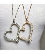 Faux Pearl Heart Shaped Necklace Color Choice - £15.42 GBP