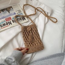 Beach Mobile Phone Bag 2021 Summer Mini Crossbody Vintage Female Handmade Straw  - £19.70 GBP