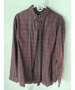 Chaps Men&#39;s Long Sleeve Dress Shirt Size X-Large Red Black Plaid - $19.18 CAD