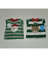 NWT 2 Pairs Christmas Footie Pajamas Lot 0-3 3 Months Reindeer Santa Car... - £15.54 GBP
