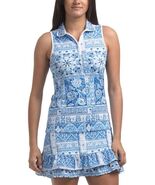 NWT Ladies X by GOTTEX Blue Tribal Sleeveless Golf Tennis Polo Shirt - S... - $44.99