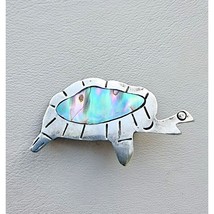 Vintage 925 Sterling Silver Mother Of Pearl Turtle Brooch At - £46.90 GBP