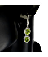 EARRINGS STERLING 925 SILVER Oval Green Peridot - $61.27 CAD