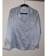 Oscar De La Renta Pink Label Ladies Large Satin Pajama Top, Blue w/White... - $551.90 MXN